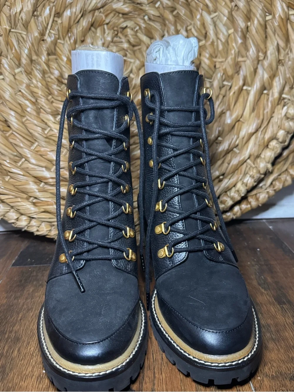 Tory Burch Miller Lug-Sole Lace-Up Boots